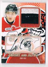 2012-13 HEROES AND PROSPECT CODY CECI ROOKIE AUTO JERSEY 3 COLORS 1OF10 OTTAWA