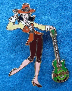 OSAKA THANKSGIVING PILGRIM GREEN GUITAR BAND GIRL 2004 Hard Rock Cafe PIN LE - Picture 1 of 1