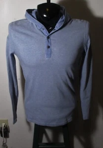 Men's MICHAEL KORS Blue V-Neck Snap Button Long Sleeve Hoodie Size S - Picture 1 of 6