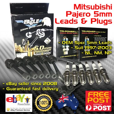 EAGLE IGNITION LEADS & Iridium SPARK PLUGS Fits Mitsubishi 3.5L 6G74 - Image 1 of 4