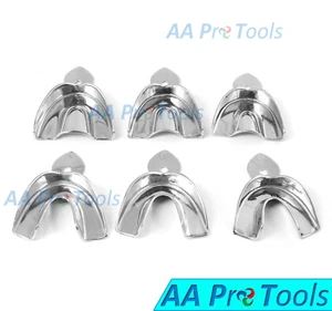 Set Of 6 Pcs DENTAL IMPRESSION TRAYS Solid STAINLESS STEEL S/M/L High Quality - Picture 1 of 3