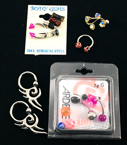 Lot of 10 Body Piercing Belly Ring Ear Tongue Nose Jewelry Ardene and Body Gems.