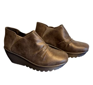 Skechers Boots Womens 7.5 Wedge Ankle Boot Brown Memory Foam Air-cooled Slip On - Picture 1 of 9