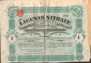 Titre 1 action: THE LAGUNAS NITRATE Cy Ltd (CHILI) (Q) - Picture 1 of 1