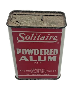 Solitaire Powdered Alum Tin 3 oz., Vintage Morey Mercantile Co., Denver CO - Picture 1 of 4
