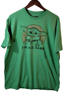 Star Wars The Mandalorian Grogu Baby Yoda I'm All Ears Adult Graphic Tee T-Shirt - Picture 1 of 4
