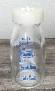 Biberón de vidrio vintage DAVOL Feed Rite ~ 4 oz. Biberón ~ Decoración de ducha - Imagen 1 de 3