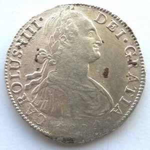 Mexico Empire 1804(T.H) Carolus IIII 8 Riel Silver Coin - Picture 1 of 2