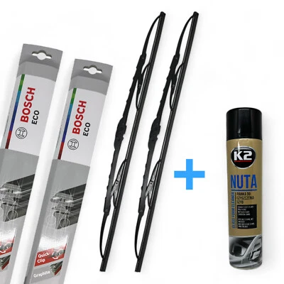 2x Windscreen Wiper Bosch for Jaguar X-Type manufactured 2001-2010 + Foam Cleaner - Image 1 of 4