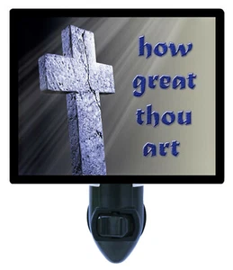Religious Decorative Photo Night Light, How Great Thou Art, Cross - Picture 1 of 4