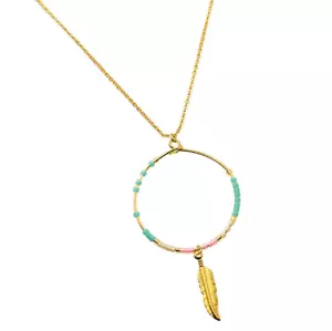 Traumfänger Halskette Traumfängerkette Filigran, Gold, Federkette, Indianerschm. - Bild 1 von 4
