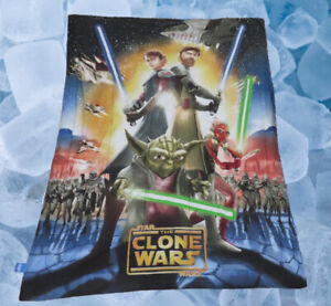 STAR WARS THE CLONE WARS TWIN SIZE COMFORTER BLANKET Yoda Anakin Obi Wan Kenobi