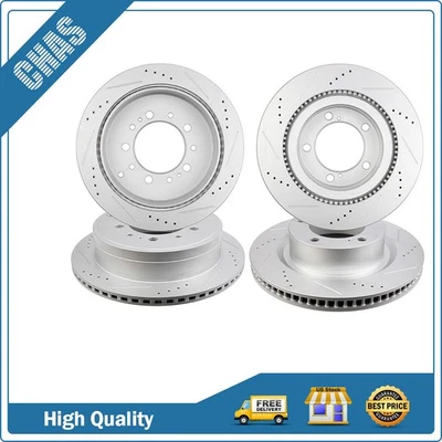 Front Rear Drilled And Slotted Brake Rotors For 2007-2018 Lexus LX570 Toyota Foto 1 de 4