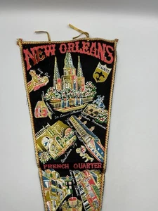 Pennant souvenir vintage New Orleans sigillato Superdome Bourbon Street francese VEDI - Foto 1 di 24