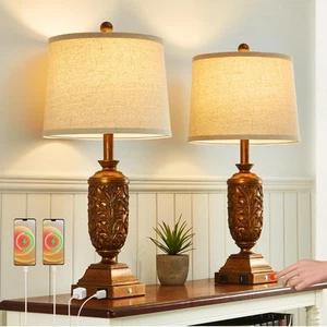 26.5" Farmhouse Table Lamp Set of 2 3-Way Dimmable Touch Control Bedside Lamp... - Picture 1 of 7
