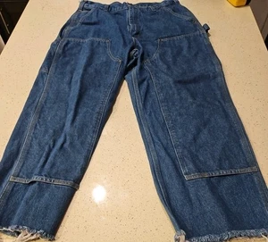 Carhartt B73 DST Double Knee Logger Blue distressed Jean 34 X 36 Cut To 34 X 28 - Bild 1 von 9