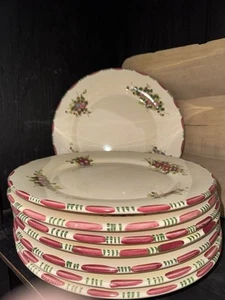 Lamas Hand Painted Floral Italy 11" Pottery Dinner Plates (8) - Picture 1 of 3