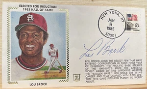 Lou Brock/HOF Autographed First Day Cover Signed FDC Cardinals CUT Signature Z - Picture 1 of 2
