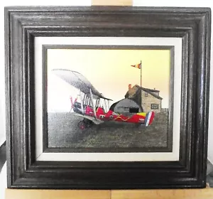 SERIGRAFÍA DE COLECCIÓN H. HARGROVE ÓLEO SOBRE LONA BI AVIÓN INTERIORES CREATIVOS AEROPUERTO - Imagen 1 de 7