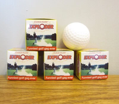 4 BOLAS DE GOLFE EXPLODINDO EXPLODEM EM UMA NUVEM DE MORDAÇA DE FUMAÇA PRESENTE BRINCADEIRA NUVEM-FLITE - Imagem 1 de 4