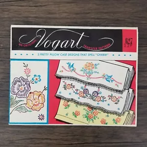 Vintage 1950er Jahre VOGART Stickerei ungeschnittenes Transfermuster 627 Bluebirds Kissenbezüge - Bild 1 von 15