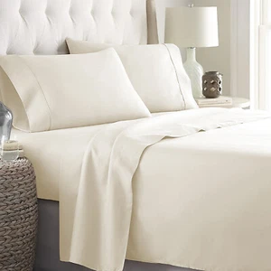 Cozy Bedding Collection Egyptian Cotton Choose UK Size & Item Ivory Solid - Picture 1 of 23