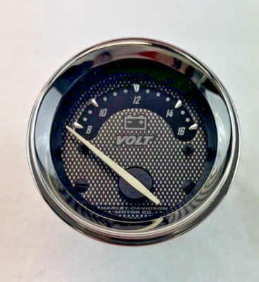 HARLEY DAVIDSON GENUINE VOLT GAUGE TOURING 2 INCH DIAMOND CUT 74743-10 - Image 1 of 4