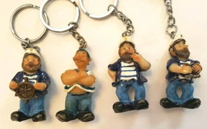 Set of 4 Hand Painted Collectable Sailor Keychains Keyrings - Picture 1 of 2
