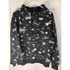 Star Wars Hoodie Medium Solid Black w/ white starships all over UNIQUE