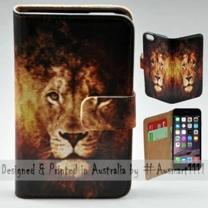For Apple iPhone Series - Lion Illustration Print Wallet Mobile Phone Case Cover - Bild 1 von 3