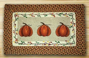 Alfombra de yute con parche estampado rectangular trenzado. 2 tallas. Alfombras de tierra.COSECHA CALABAZA - Imagen 1 de 1