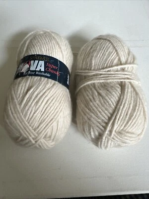 2 madejas Sirdar Nova grueso lavable lana acrílico hilo marfil 124 yardas - Inglaterra Foto 1 de 3