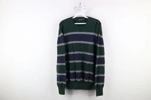 Vintage 90s Y2K Nautica Mens Large Faded Cotton Knit Striped Color Block Sweater - Picture 1 of 10