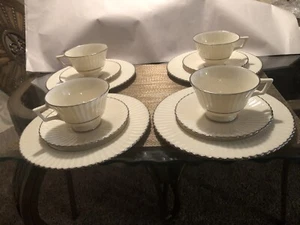 12 Piece Colonnade Platinum by LENOX W-306P Luncheon Plates, Cups, and Saucers - Picture 1 of 16