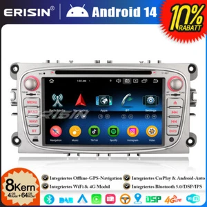 64GB Android 14 DAB+ Autoradio GPS Navi für Ford Mondeo Focus S-Max C-Max Galaxy - Bild 1 von 24