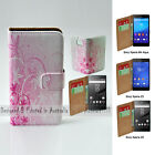 For Sony Xperia Series - Pink Floral Theme Print Wallet Mobile Phone Case Cover