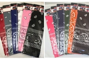12pcs Assorted Color Bandana Scarves Paisley Head Face Cover Individually Packed - Picture 1 of 10