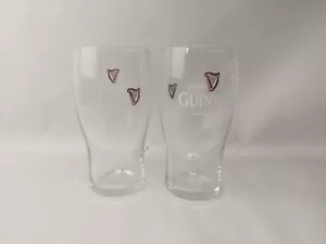 Set Of 2 Guinness Pint 20oz 568ml Beer Glasses 250 Year glass collectable Clear - Picture 1 of 7
