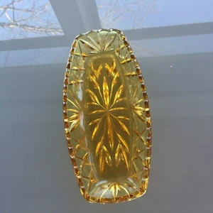 MCM Amber Celery Dish Vintage Pressed Glass - Picture 1 of 3