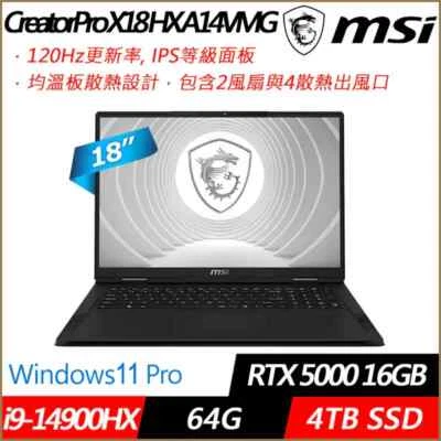 MSI CreatorPro X18 HX A14V RTX5000-16G 4K Laptop i9-14900HX 64GB/4TB - Image 1 of 4