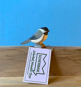 Chickadee bird, hand made Waldorf wooden toy figure Ostheimer type Scherbak - Picture 1 of 7