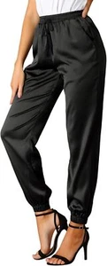 Allegra K Women's Drawstring Elastic Waist Athleisure Pants Medium, Black - Picture 1 of 5