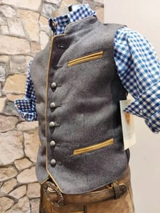 Kidstracht Gilet Weste Kindergilet Trachtenweste hellgrau grau Wolle  Gr. 98-176 - Bild 1 von 1