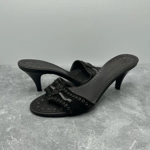 Chanel Womens Black Suede Leather Kitten Heels Size EUR 38 Slip On Luxury - Picture 1 of 11