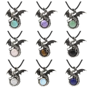 Collar Colgante de Piedra de Dragón Chino para Mujeres Hombres Gargantilla de Piedras Preciosas de Pterosaurio - Imagen 1 de 24