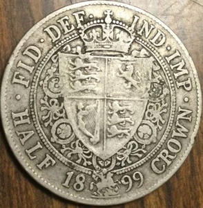 1899 UK GB GREAT BRITAIN SILVER HALF CROWN COIN - Picture 1 of 2