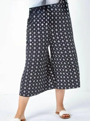 Culottes femininos novos ex curva romana cintura elástica cropped tamanhos 18 20 22-24 - Imagem 1 de 4