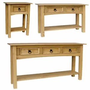 Corona Console Tables 1 2 3 Drawer Shelf Solid Pine Wood Hallway Furniture New - Picture 1 of 23