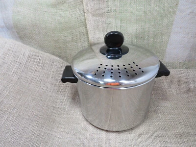 8 QT Farberware Stainless Pasta Stock Pot w Dual Strainer Locking Lid EUC Clean - Image 1 of 4