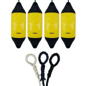 4 x HURRICANE Vortex Bootsfender: gelb PM05 - FREE SPLICED END 10MM SEIL - Bild 1 von 2